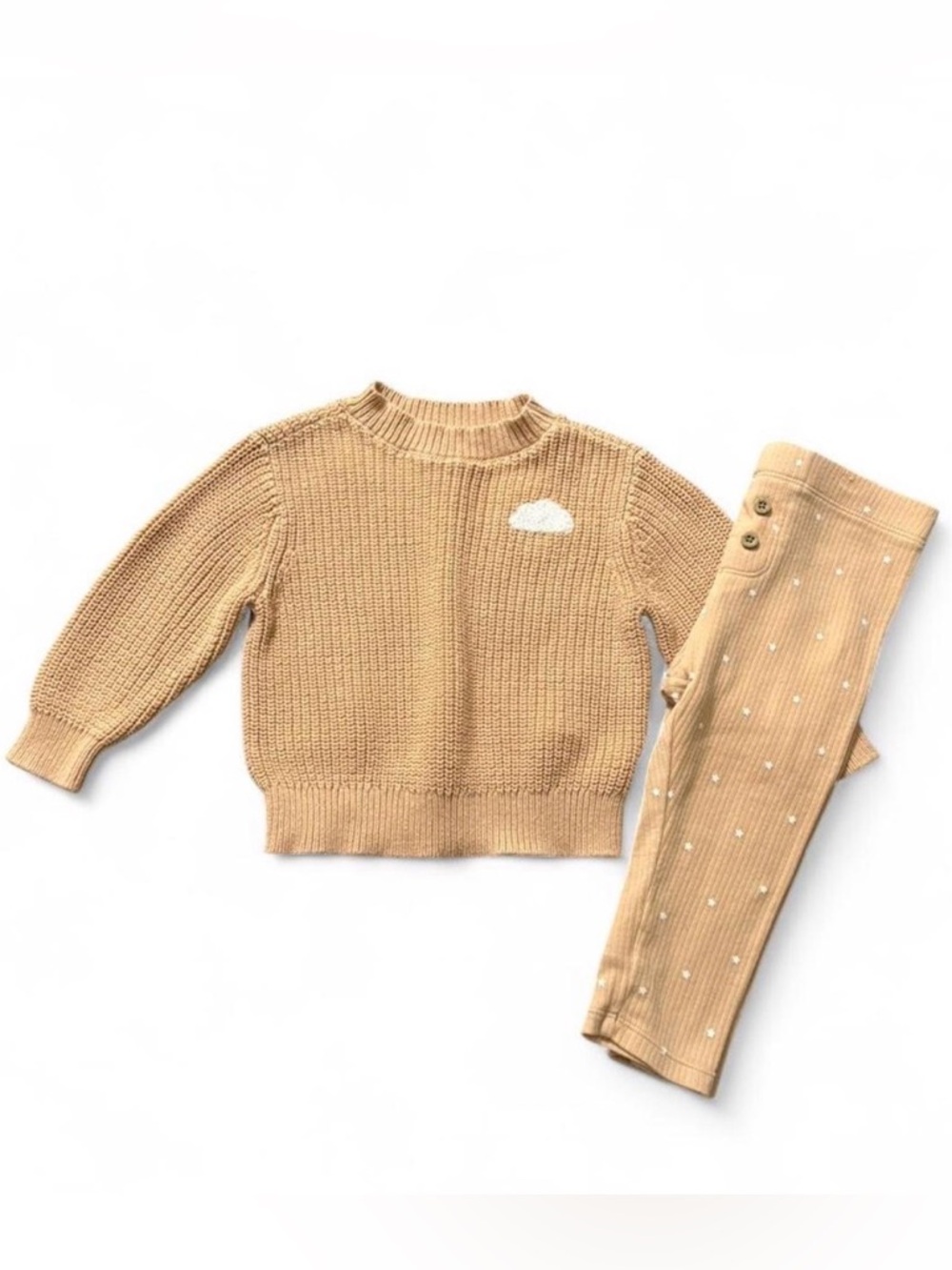 Cloud Island Tan Knit Sweater & Star Leggings Set
